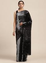 Georgette Ash Party Wear Sequins Work Saree